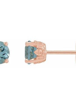 Sterling Silver 6 mm  Natural Aquamarine Floral Earrings