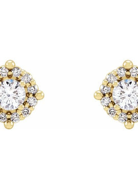14K Yellow Gold 1/3 CTW Natural Diamond Halo-Style Earrings