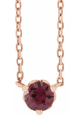14K Rose Gold Natural Rhodolite Garnet Solitaire 18