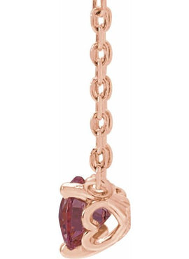 14K Rose Gold Natural Rhodolite Garnet Solitaire 18