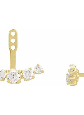 14K Yellow Gold 1 CTW Lab-Grown Diamond Curved Bar Earring Jackets