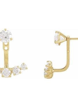14K Yellow Gold 1 CTW Lab-Grown Diamond Curved Bar Earring Jackets