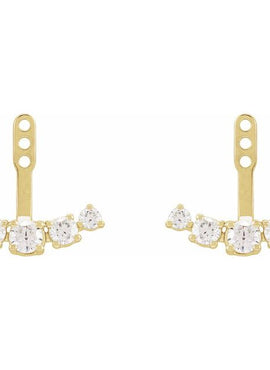 14K Yellow Gold 1 CTW Lab-Grown Diamond Curved Bar Earring Jackets