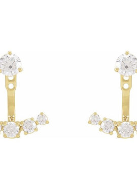 14K Yellow Gold 1 CTW Lab-Grown Diamond Curved Bar Earring Jackets