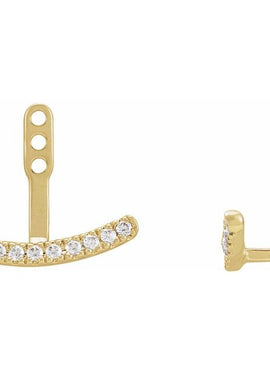 14K Yellow Gold 1/5 CTW Lab-Grown Diamond Curved Bar Earring Jackets