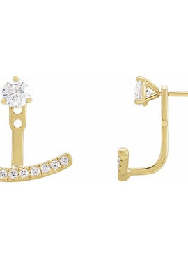 14K Yellow Gold 1/5 CTW Lab-Grown Diamond Curved Bar Earring Jackets