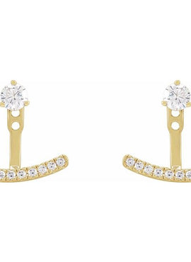 14K Yellow Gold 1/5 CTW Lab-Grown Diamond Curved Bar Earring Jackets