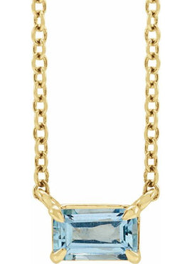 14K White Gold Natural Aquamarine 18