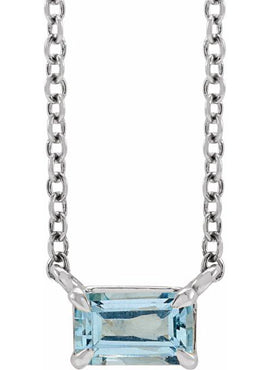14K White Gold Natural Aquamarine 18