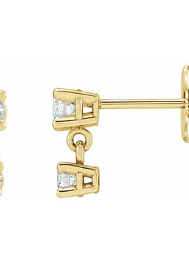 14K Yellow Gold 1/3 CTW Natural Diamond Two-Stone Earrings