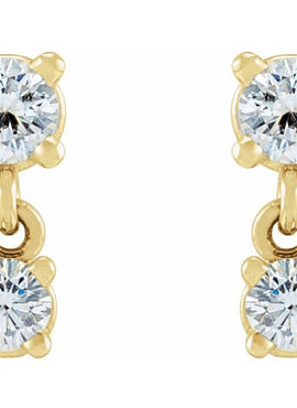 14K Yellow Gold 1/3 CTW Natural Diamond Two-Stone Earrings