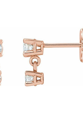 14K Yellow Gold 1/3 CTW Natural Diamond Two-Stone Earrings