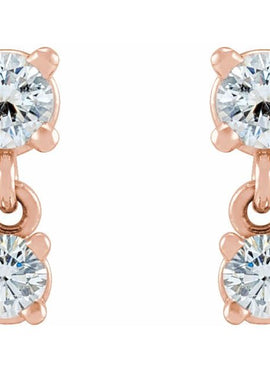 14K Yellow Gold 1/3 CTW Natural Diamond Two-Stone Earrings