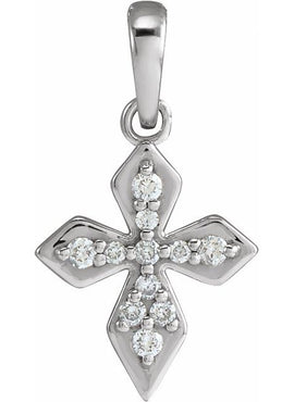 14K Yellow Gold .05 CTW Natural Diamond Petite Cross 16-18