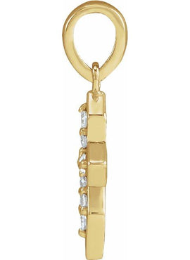 14K Yellow Gold .05 CTW Natural Diamond Petite Cross 16-18
