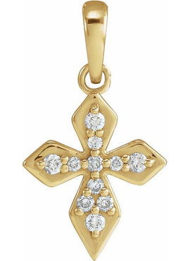 14K Yellow Gold .05 CTW Natural Diamond Petite Cross 16-18