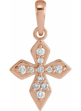 14K Yellow Gold .05 CTW Natural Diamond Petite Cross 16-18
