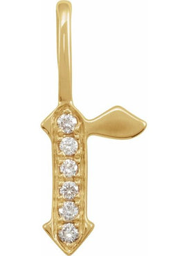 14K Yellow Gold .05 CTW Natural Diamond Gothic Initial A Charm/Pendant