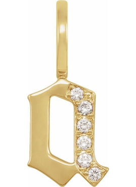 14K Yellow Gold .05 CTW Natural Diamond Gothic Initial A Charm/Pendant