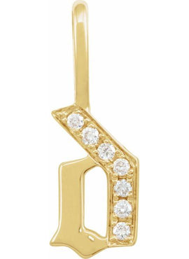 14K Yellow Gold .05 CTW Natural Diamond Gothic Initial A Charm/Pendant