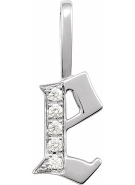 14K Yellow Gold .05 CTW Natural Diamond Gothic Initial A Charm/Pendant