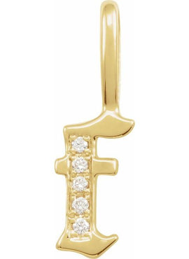 14K Yellow Gold .05 CTW Natural Diamond Gothic Initial A Charm/Pendant