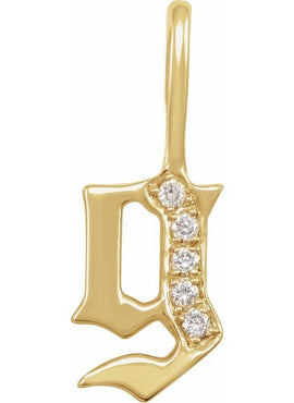 14K Yellow Gold .05 CTW Natural Diamond Gothic Initial A Charm/Pendant