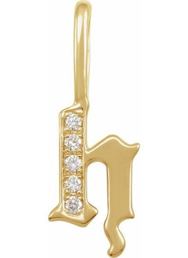 14K Yellow Gold .05 CTW Natural Diamond Gothic Initial A Charm/Pendant