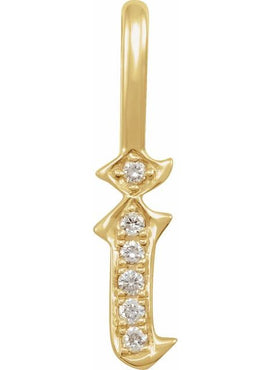 14K Yellow Gold .05 CTW Natural Diamond Gothic Initial A Charm/Pendant
