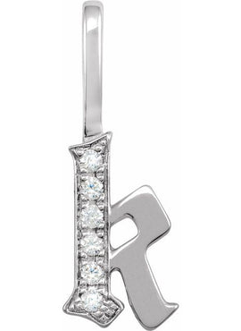 14K Yellow Gold .05 CTW Natural Diamond Gothic Initial A Charm/Pendant