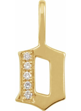 14K Yellow Gold .05 CTW Natural Diamond Gothic Initial A Charm/Pendant