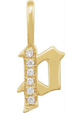 14K Yellow Gold .05 CTW Natural Diamond Gothic Initial A Charm/Pendant