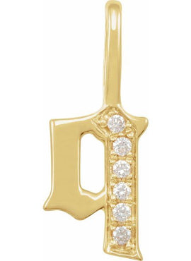 14K Yellow Gold .05 CTW Natural Diamond Gothic Initial A Charm/Pendant