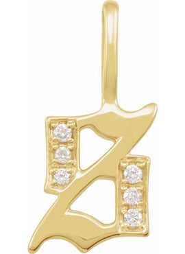 14K Yellow Gold .05 CTW Natural Diamond Gothic Initial A Charm/Pendant