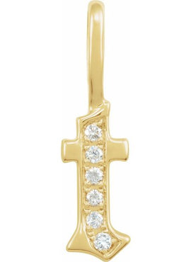 14K Yellow Gold .05 CTW Natural Diamond Gothic Initial A Charm/Pendant
