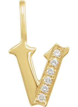 14K Yellow Gold .05 CTW Natural Diamond Gothic Initial A Charm/Pendant