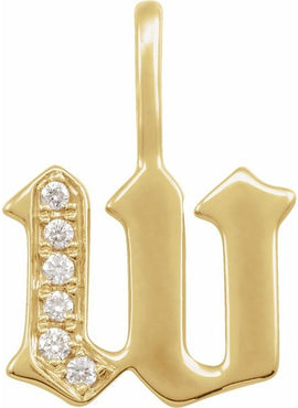 14K Yellow Gold .05 CTW Natural Diamond Gothic Initial A Charm/Pendant