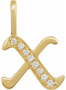 14K Yellow Gold .05 CTW Natural Diamond Gothic Initial A Charm/Pendant