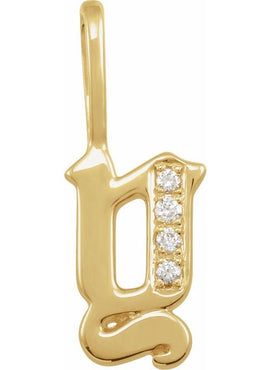 14K Yellow Gold .05 CTW Natural Diamond Gothic Initial A Charm/Pendant