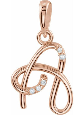 14K Yellow Gold .025 CTW Natural Diamond Initial A Pendant
