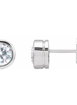 14K White Gold 5.2 mm Round Imitation White Cubic Zirconia Bezel-Set Earrings