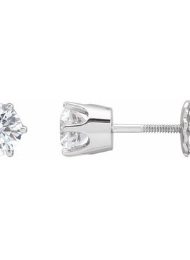 14K Yellow Gold 6.5 mm  Imitation White Cubic Zirconia Stud Earrings