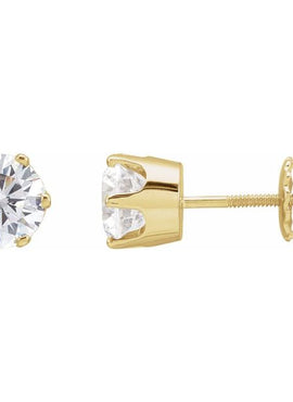 14K Yellow Gold 6.5 mm  Imitation White Cubic Zirconia Stud Earrings