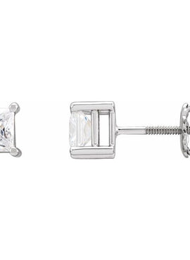 14K Yellow Gold 4.5x4.5 mm Square Imitation White Cubic Zirconia Earrings
