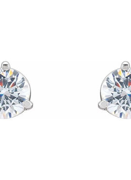 14K White Gold 5.7 mm Imitation White Cubic Zirconia Stud Earrings