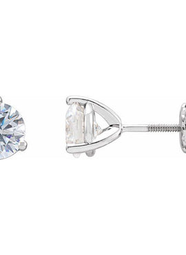 14K White Gold 5.7 mm Imitation White Cubic Zirconia Stud Earrings
