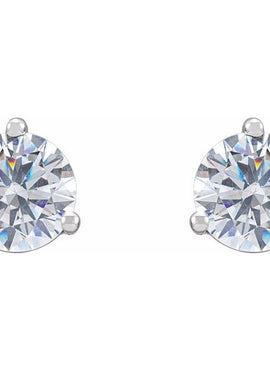 14K White Gold 5.7 mm Imitation White Cubic Zirconia Stud Earrings