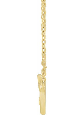 14K White Gold .0025 CT Natural Diamond Heart & Cross Necklace Center