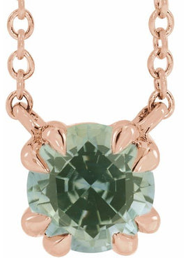 14K Rose Gold Natural Green Sapphire Solitaire 18