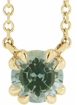 14K Rose Gold Natural Green Sapphire Solitaire 18